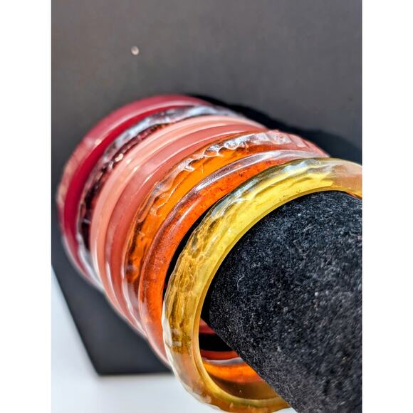 Stack of Eight Fall Colors Bangle Bracelets - Picture 2 of 4